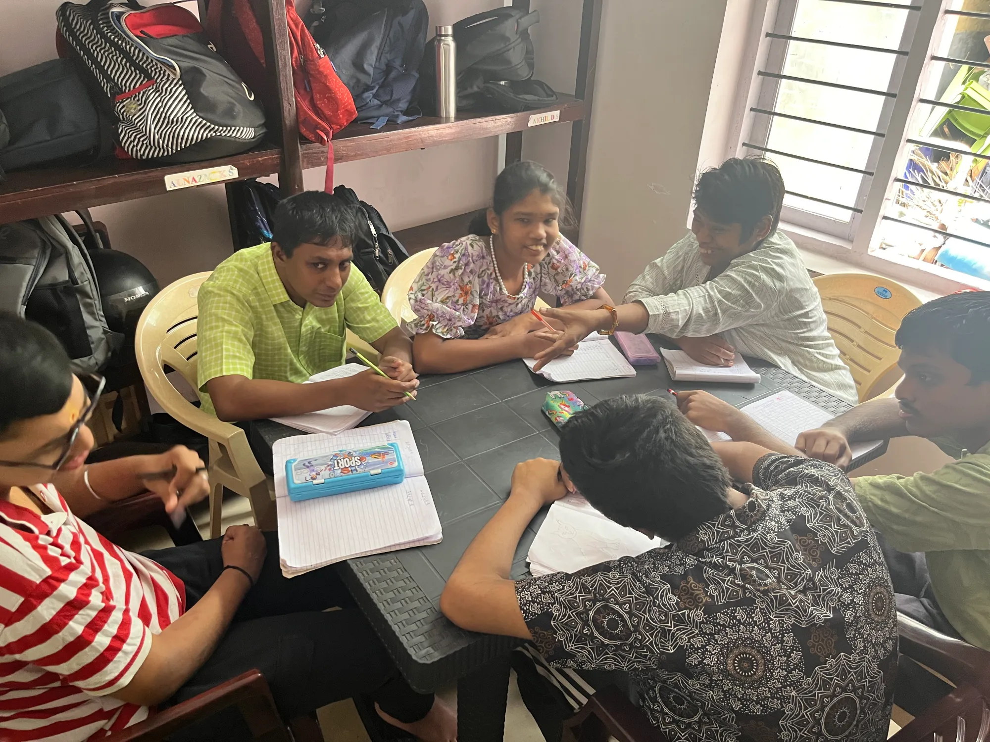 Children learning together at school