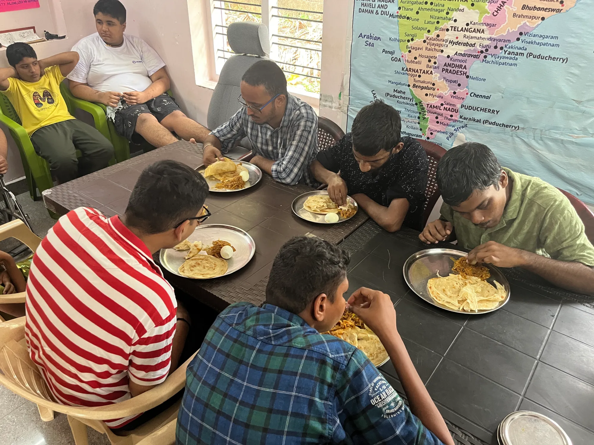 Students enjoying their midday meal
